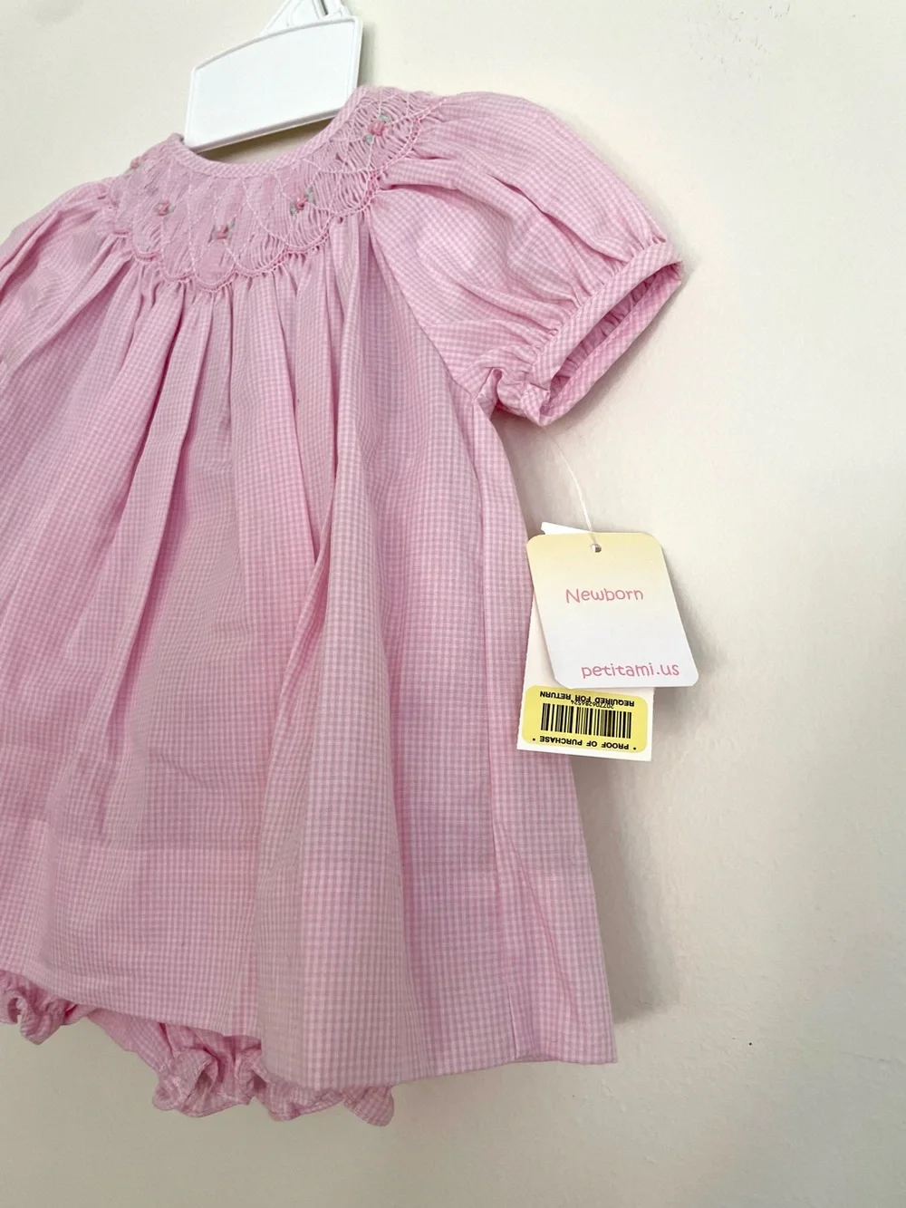 Petit Ami Pink Smocked Baby Dress with Bloomer Set